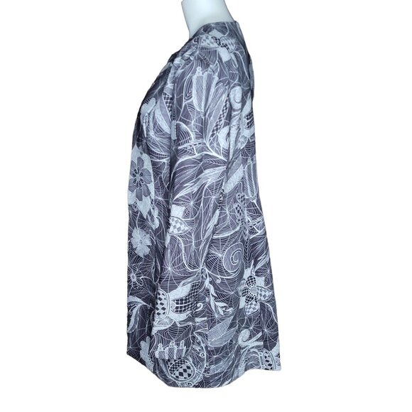 Angelys Balek Jacket 10 Black White Silk Blend Beetle Floral Open Front Gothic - Picture 3 of 8